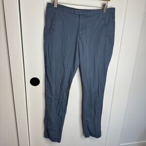 ATM Dusty Blue Slim Fit Mid Rise Cotton Ankle Pants Trousers Size 6